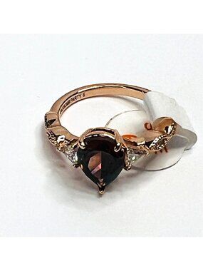 Ring Bomb Party RIng, size 6, Topaz color stone rose gold color band